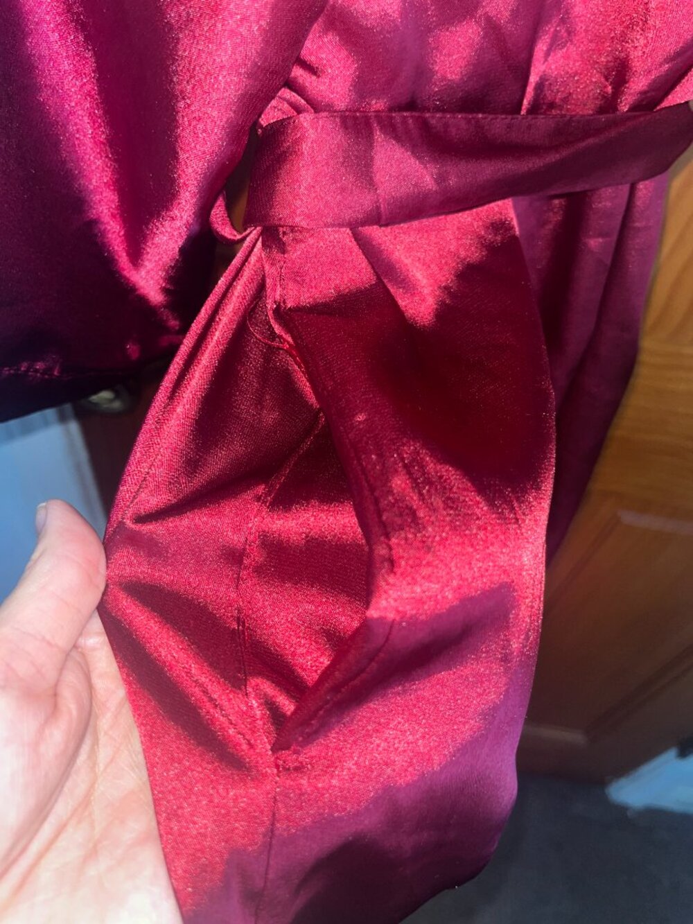 Satin Burgundy Robe - Picture 4 of 5